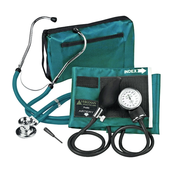 Veridian Healthcare ProKit Aneroid Sphygmomanometer With Sprague Scope, Adult, Teal 02-12613 - main